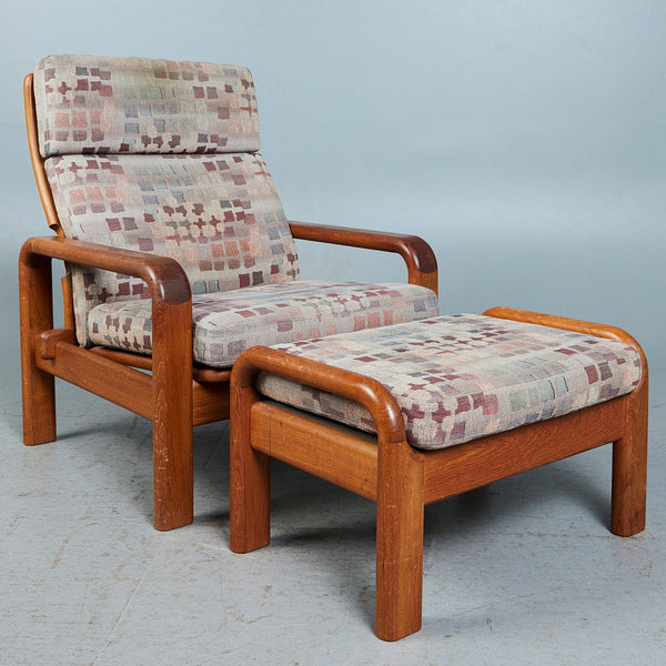 TEAK Armchair/lounge chair with ottoman, fabric, 1960s, Denmark