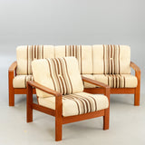 Teak 3 seater sofa+ armchair, Denmark, 1960s.