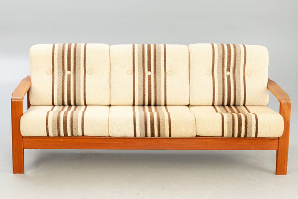 Teak 3 seater sofa+ armchair, Denmark, 1960s.