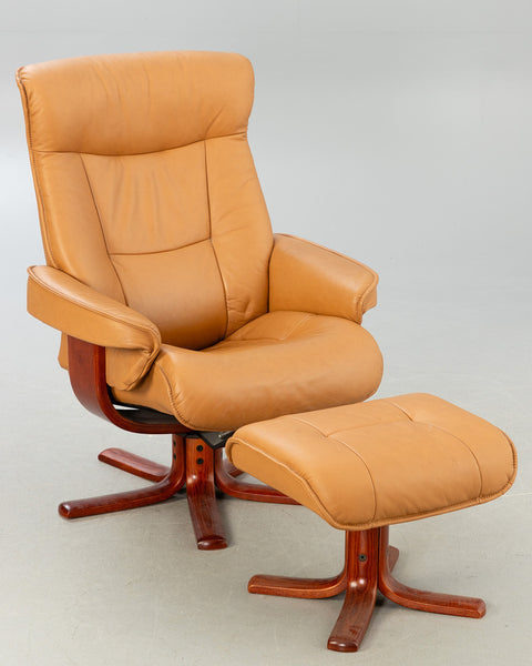 Relax armchair with stool, 21st century.