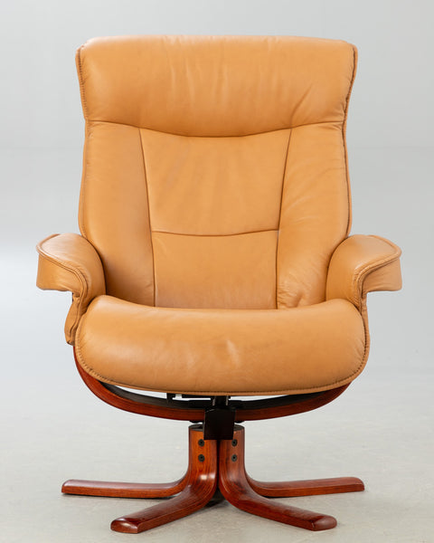Relax armchair with stool, 21st century.