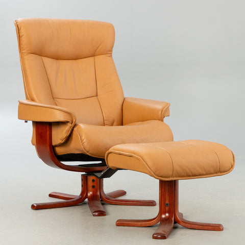 Relax armchair with stool, 21st century.