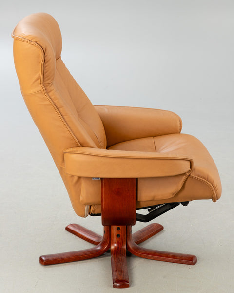 Relax armchair with stool, 21st century.