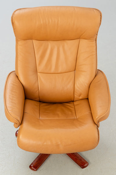 Relax armchair with stool, 21st century.