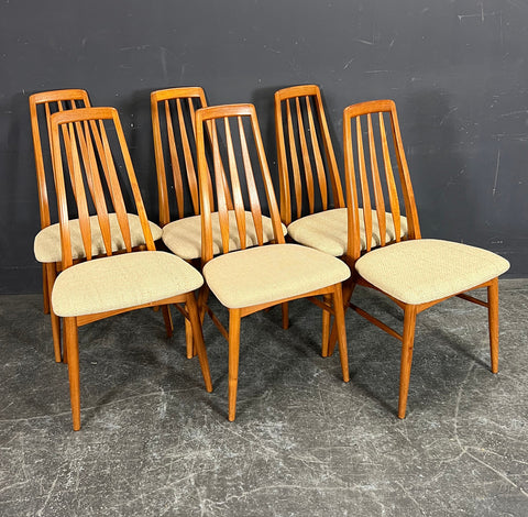 6 DANISH TEAK DINING CHAIRS. BY NIELS KOEFOED