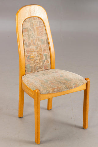 Holstebro furniture factory. 4 Solid Teak, upholstered dining chairs.