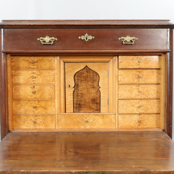 Drop Leaf desk with brass fittings, drawers , 19th century.