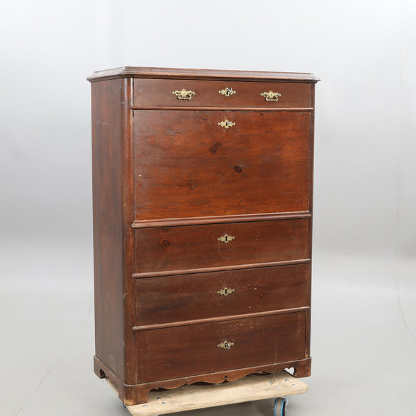 Drop Leaf desk with brass fittings, drawers , 19th century.