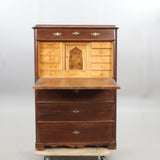 Drop Leaf desk with brass fittings, drawers , 19th century.