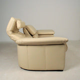 Recliner Love seat sofa in cream colored leather. Made in Denmark