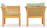 2 SEATER SOFA AND 2 MATCHING ARMCHAIRS MADE OF BEECH WOOD  AND WICKER.  Illum Wikkelsø for C.F.C.  model 'Plexus'
