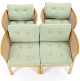 2 SEATER SOFA AND 2 MATCHING ARMCHAIRS MADE OF BEECH WOOD  AND WICKER.  Illum Wikkelsø for C.F.C.  model 'Plexus'