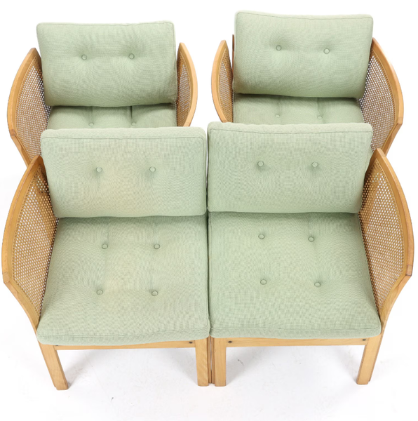 2 SEATER SOFA AND 2 MATCHING ARMCHAIRS MADE OF BEECH WOOD  AND WICKER.  Illum Wikkelsø for C.F.C.  model 'Plexus'