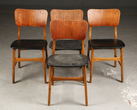 Teak and oak dining chairs (4)