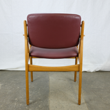 'Ellen' Armchair with Maroon Leatherette and Teak Frame by Arne Vodder