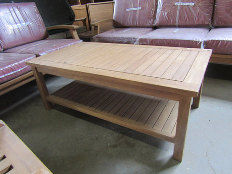Solid Teak outdoor coffee table with shelf
