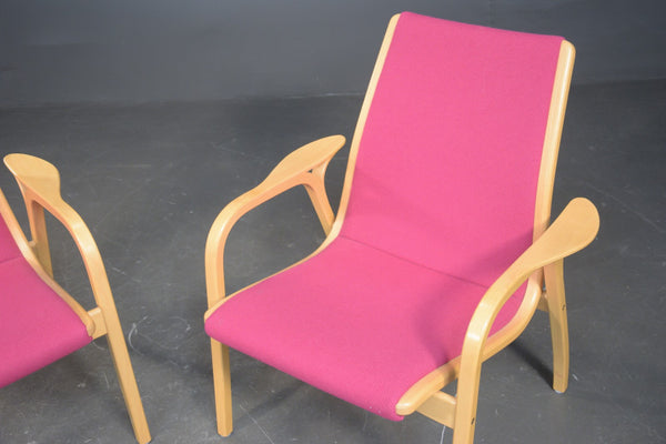 Model Lamino by Yngve Ekstrom Sweden. Low-backed armchairs, beech / wool