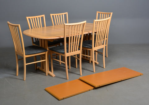 Solid Beech Dining Table with 2 leaves.