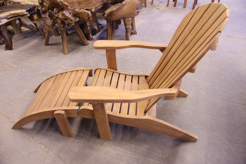 Solid Teak Adirondack Lounger with Foot Rest