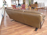 Backside of Stained Beech Frame Brown Leather Sofa by Arne Norell