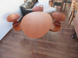 Three-Legged Egg Table Set in Teak with Three  Ant Chairs by Arne Jacobsen