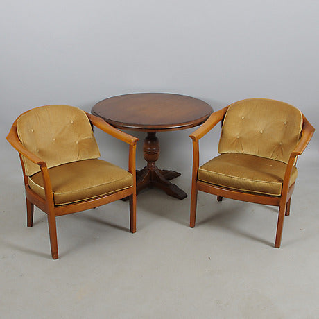 Mahogany Armchairs with plush fabric. Price per chair