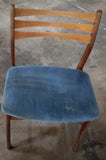 5 solid walnut chairs,  with teak back, Danish