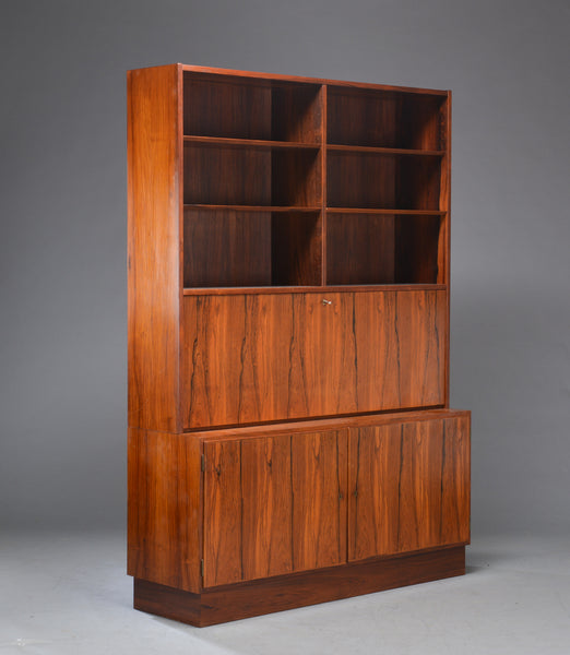 Aage Hundevad. Beautiful Rosewood cabinet base and drop leaf desk /bookcase top