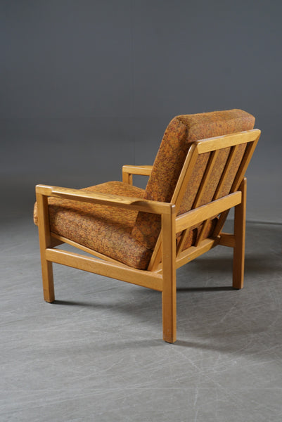 A pair of white European oak armchairs. Probably Erik Chambert