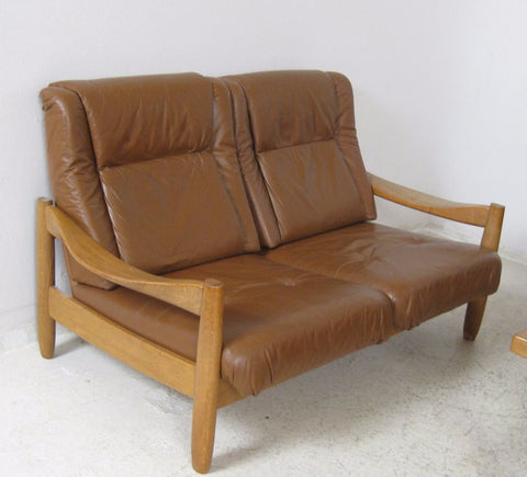 Leather / Oak Sofa