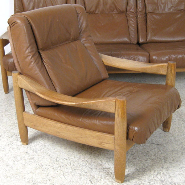 Oak and Leather  Armchair