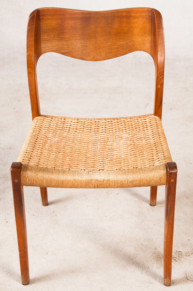 Niels O. Moller Dining Chairs, Model 71 in teak and papercord