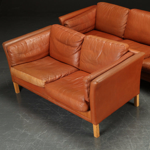 Leather Love Seat by Mogens Hansen