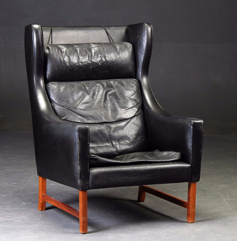 Teak / Leather Wing Chair