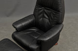 Swivel Leather / Rosewood Armchair and Ottoman