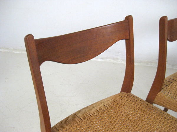 Teak Dining Chairs with papercord seats