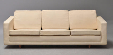 Model 205 White Wool Sofa with Oak Frame by Borge Mogensen