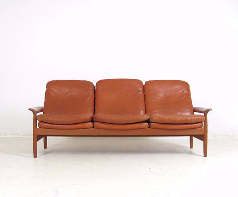 Teak / Leather Sofa