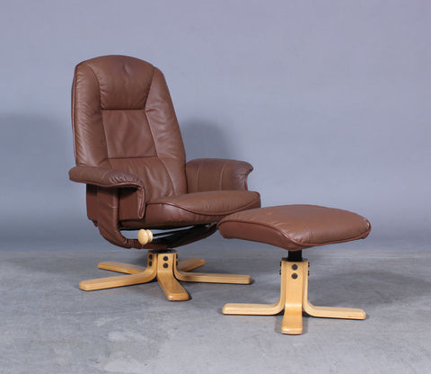 DANISH SWIVEL / RECLINER Armchair WITH STOOL