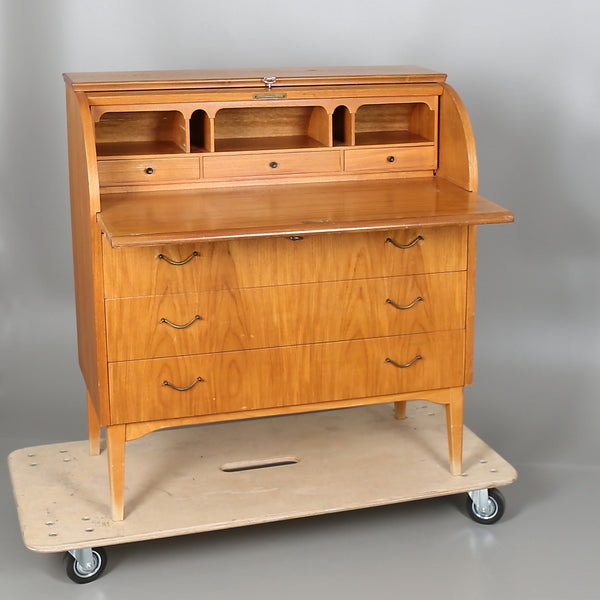 Teak Secretary with Rolltop and extendable wtiting surface