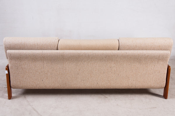 Solid Teak framed Danish Sofa with 100% wool fabric cushions