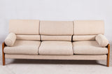 Solid Teak framed Danish Sofa with 100% wool fabric cushions