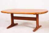 Rare Solid Teak Coffee Table, pedestal based, Oval