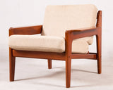 Teak Armchair with White Wool Cushions by Arne Wahl Iversen