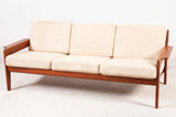 Teak Sofa with White Wool Cushions by Arne Wahl Iversen