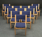 Top View of Wood Chairs with Royal Blue Upholstery by Rud Thygesen and Johnny Sorensen