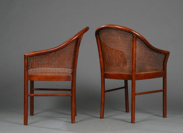 Side and Back View of Cane Armchairs