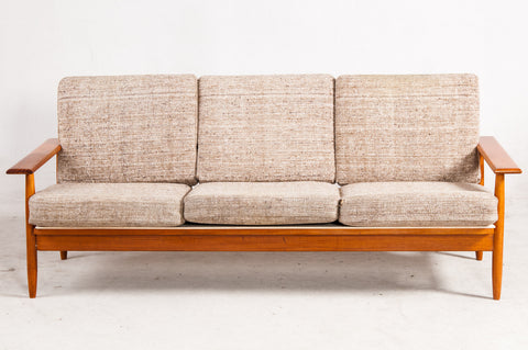 Solid Teak, paddle arm Sofa, Denmark, 50's