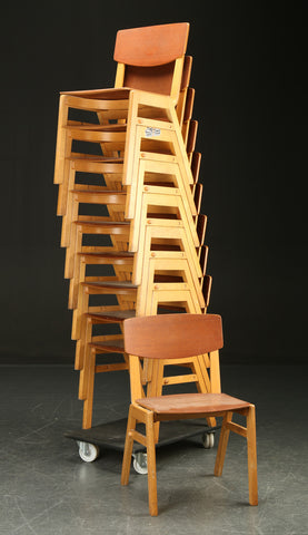 Agner Christoffersen and Egon Bro. Teak and beech chairs produced by Kvetny and sons, Denmark