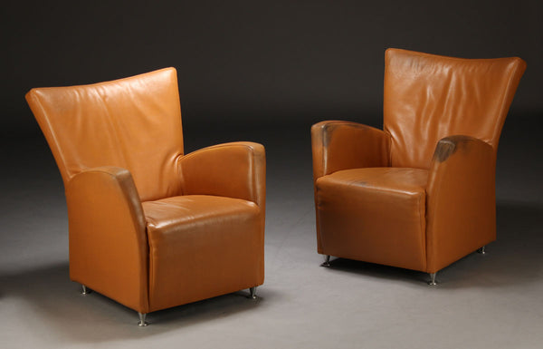 Luxurious beautiful original Danish  leather high back chair